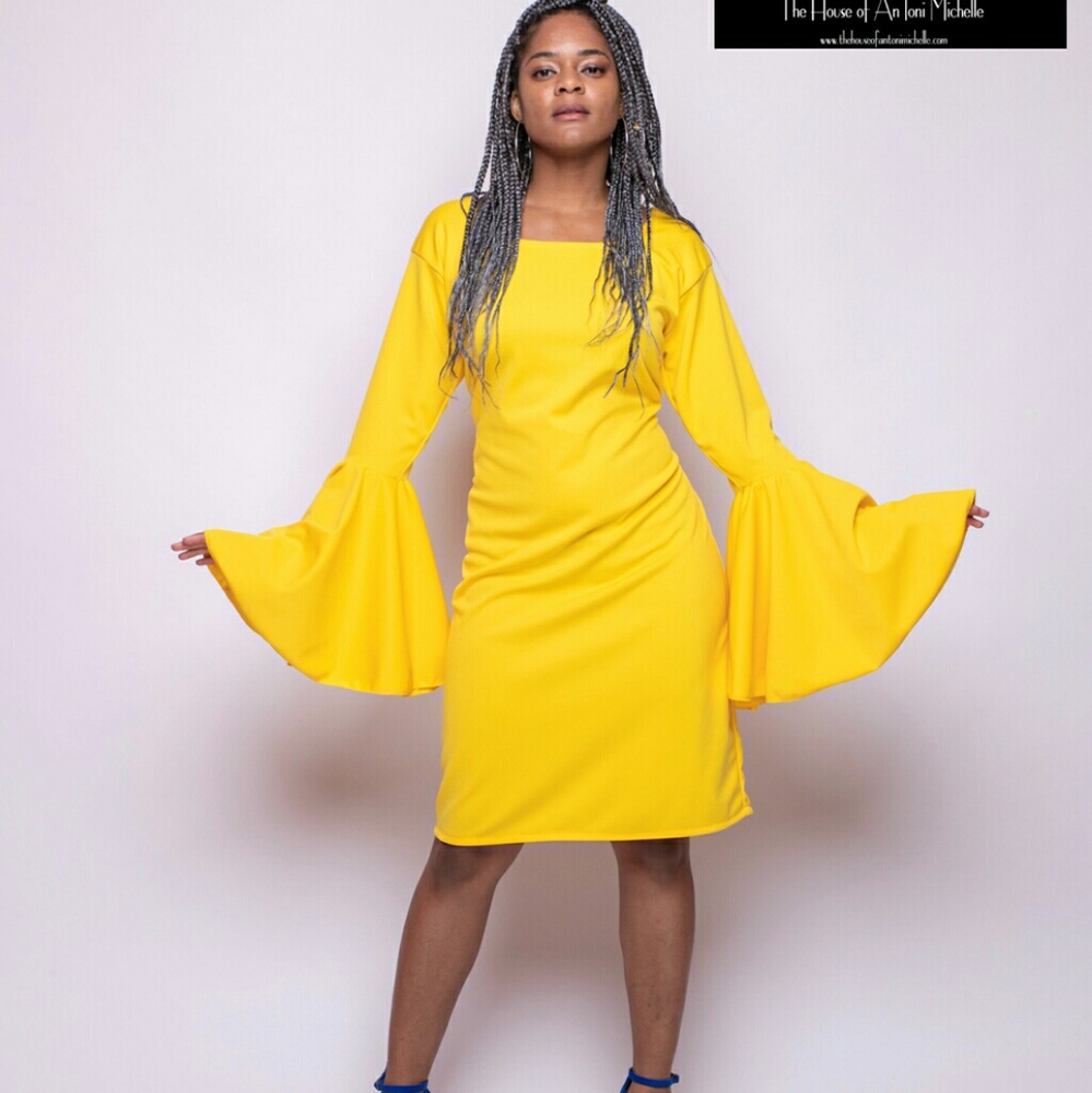 Yellow midi dress